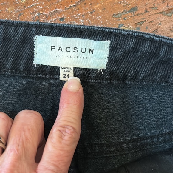 Pacsun Black Distressed High-Rise Denim Mini Skirt sz24 - Picture 5 of 8